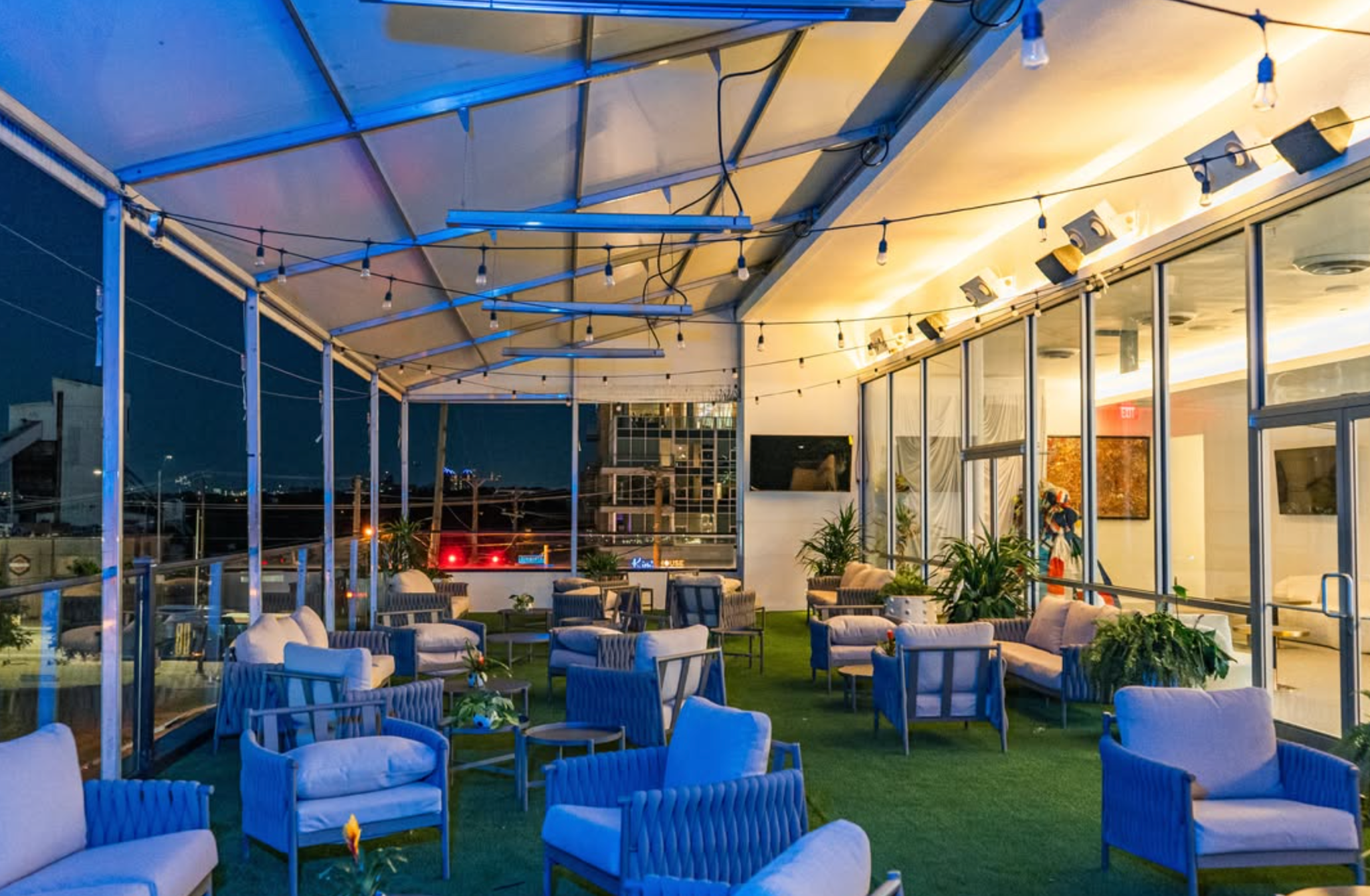 Evening rooftop venue